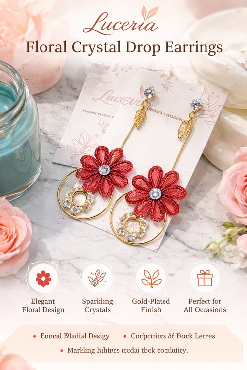 Floral Crystal Drop Earrings